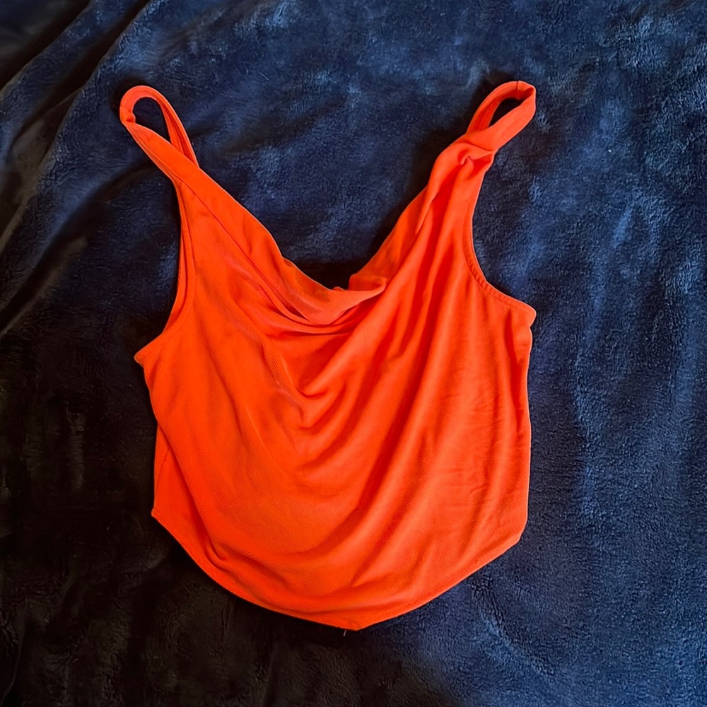 Orange cowl neck tank top